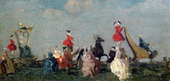 Emma Ciardi (1879-1933) Promenade a la Mode 11.5 x 24in.